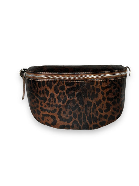 Tas Zoey Leer | Metallic Leopard Bruin