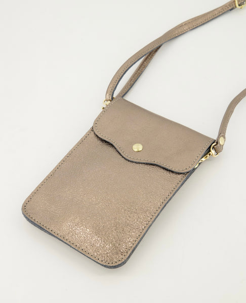 Telefoon Tasje Pona Leer | Metallic Brons