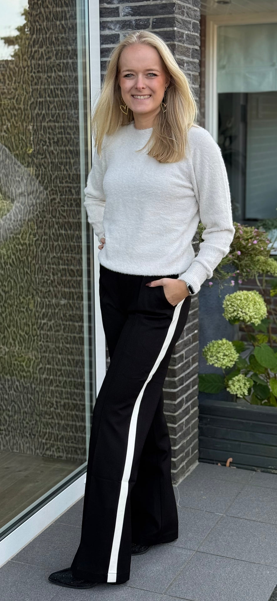 Broek Colette Sidetape Black | Red Button