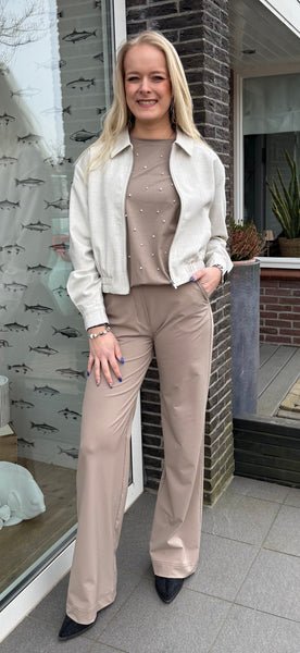 Travel Broek Straight Paulien Taupe | &Co Woman