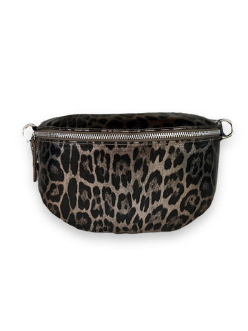 Tas Zoey Leer | Metallic Leopard Brons