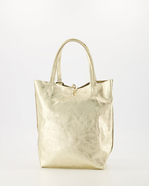 Mini Shopper Alice Leer | Goud
