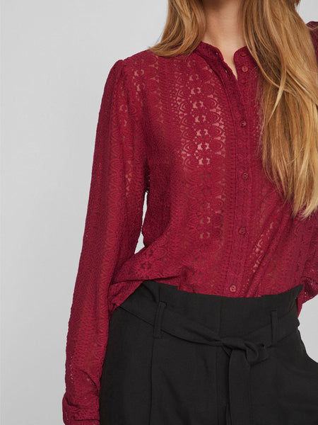 Blouse Vichikka Beet Red | Vila