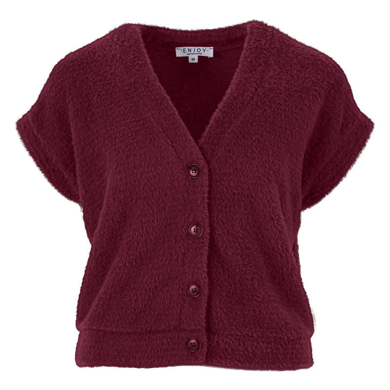 Gilet Fluffy Bordeaux | Enjoy