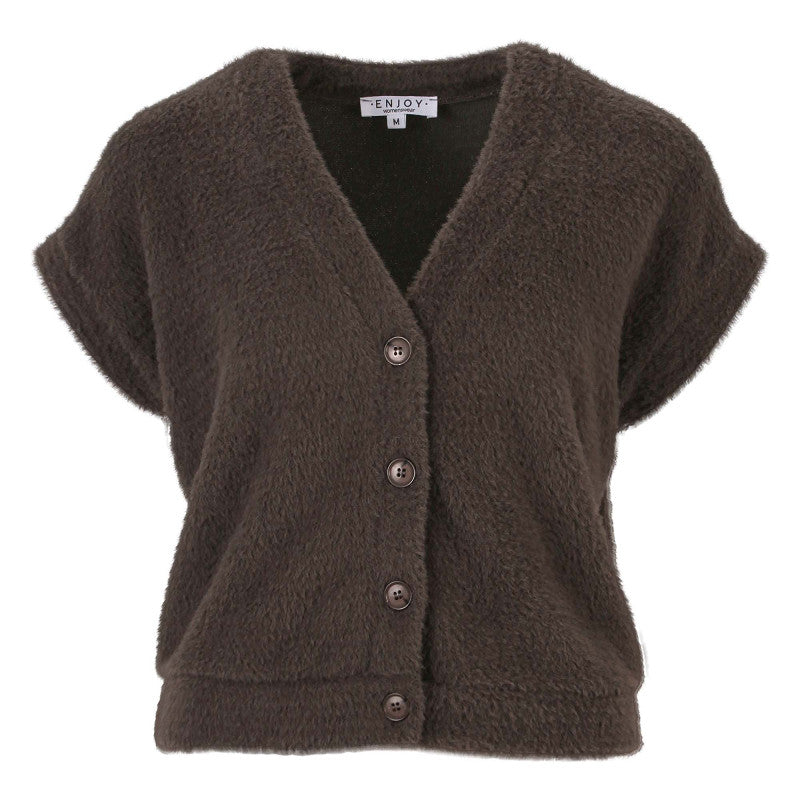 Gilet Fluffy Taupe | Enjoy