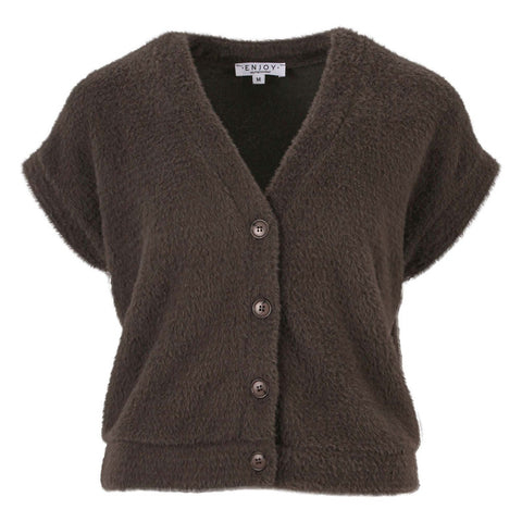 Gilet Fluffy Taupe | Enjoy