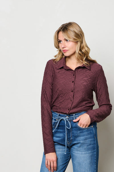Blouse Lotte Jaquard Aubergine | &Co Woman