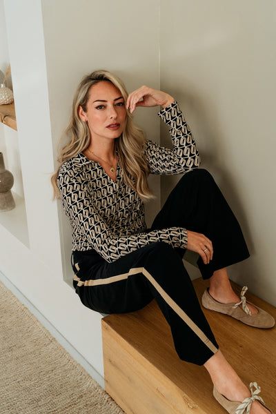 Travel Broek Straight Pammy Stripe | &Co Woman