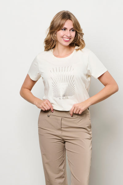 Travel Broek Straight Paulien Taupe | &Co Woman