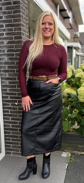 Rok Alina Faux Leather Black | Red Button