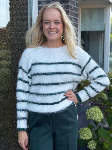 Trui Fuzzy Stripe Pine | Red Button