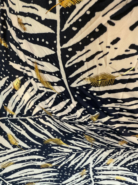 Jurk Lou Long Palm Feather | Blue Gold
