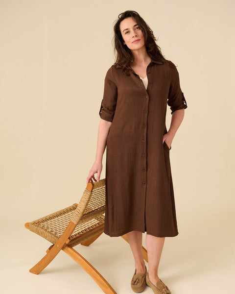 Jurk Merlina Donker Bruin | Fos Amsterdam