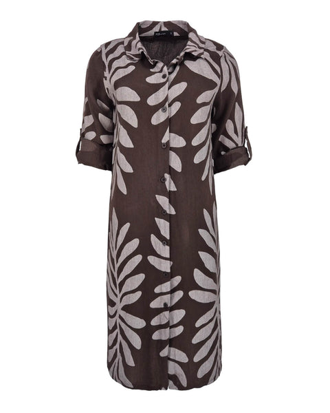 Jurk Lina Swirl Bruin | Fos Amsterdam
