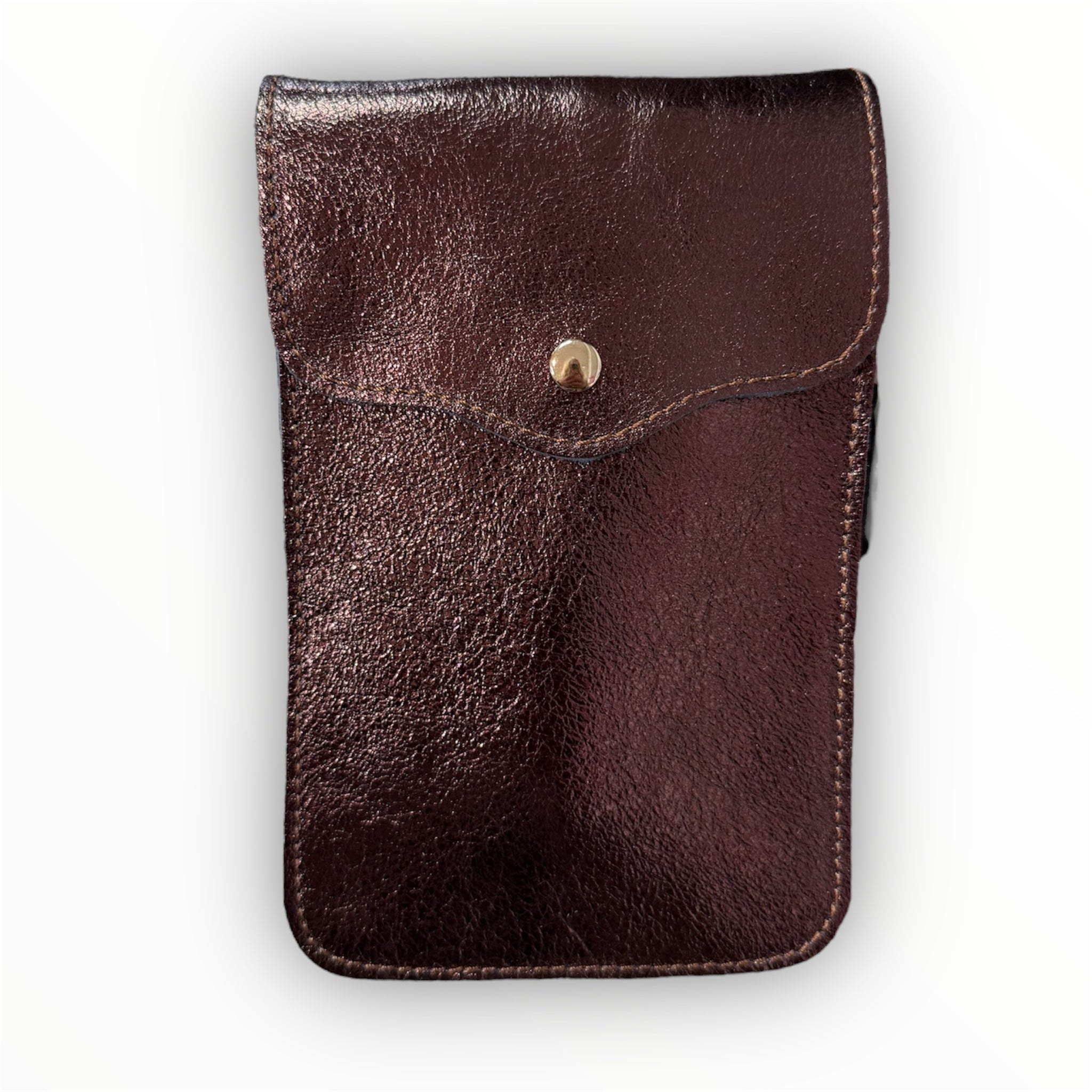 Telefoon Tasje Pona Leer | Metallic Donker Bruin