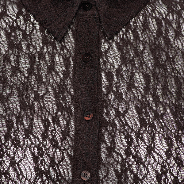 Blouse Tina Lace Dark Chocolate | &Co Woman