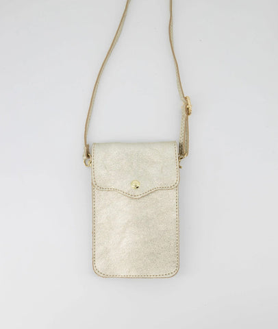 Telefoon Tasje Pona Leer | Metallic Goud