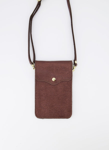 Telefoon Tasje Pona Leer | Metallic Chocolade Bruin