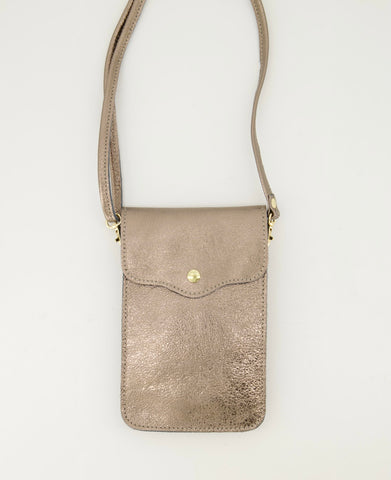 Telefoon Tasje Pona Leer | Metallic Brons