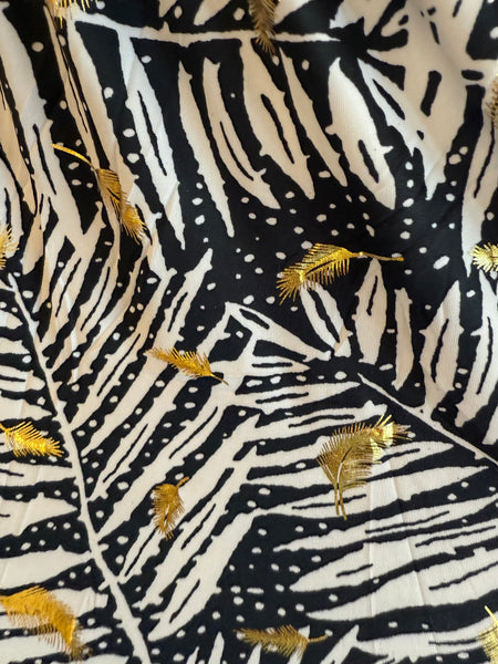 Jurk Lou Long Palm Feather | Black Gold