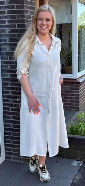 Jurk Merlina Beige | Fos Amsterdam