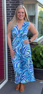 Jurk Faye | Swirl Blauw/Groen
