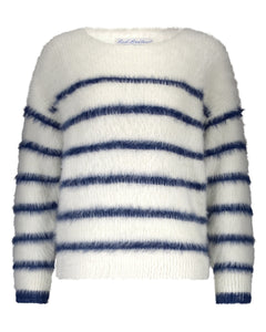 Trui Fuzzy Stripe Indigo | Red Button