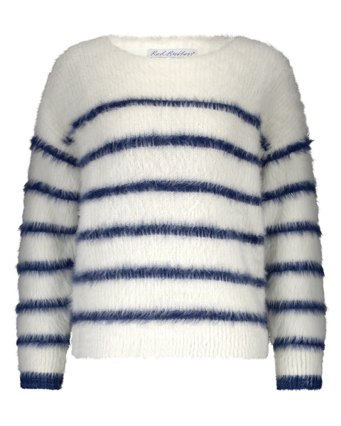 Trui Fuzzy Stripe Indigo | Red Button