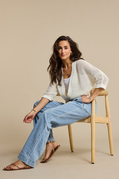 Vest Pointelle Off White | Red Button