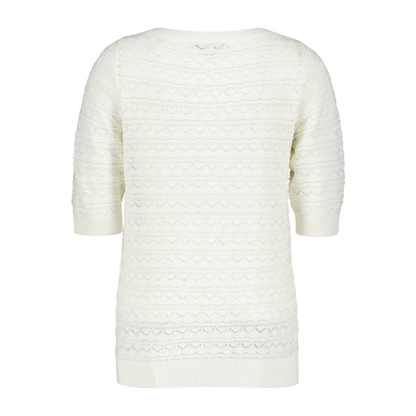Top Pointelle Off White | Red Button