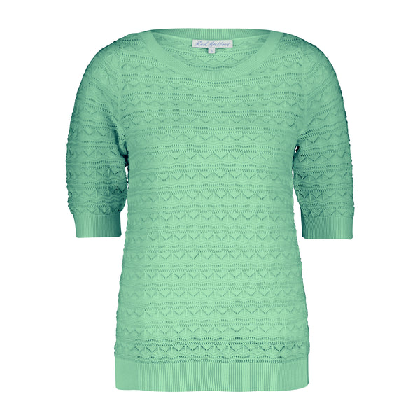 Top Pointelle Green | Red Button
