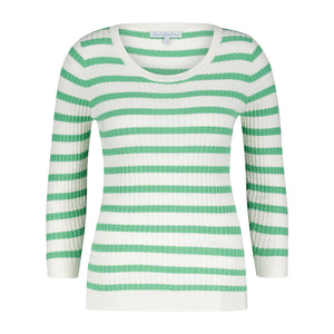 Top Cable Stripe Summer Green | Red Button