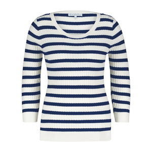 Top Cable Stripe Navy | Red Button