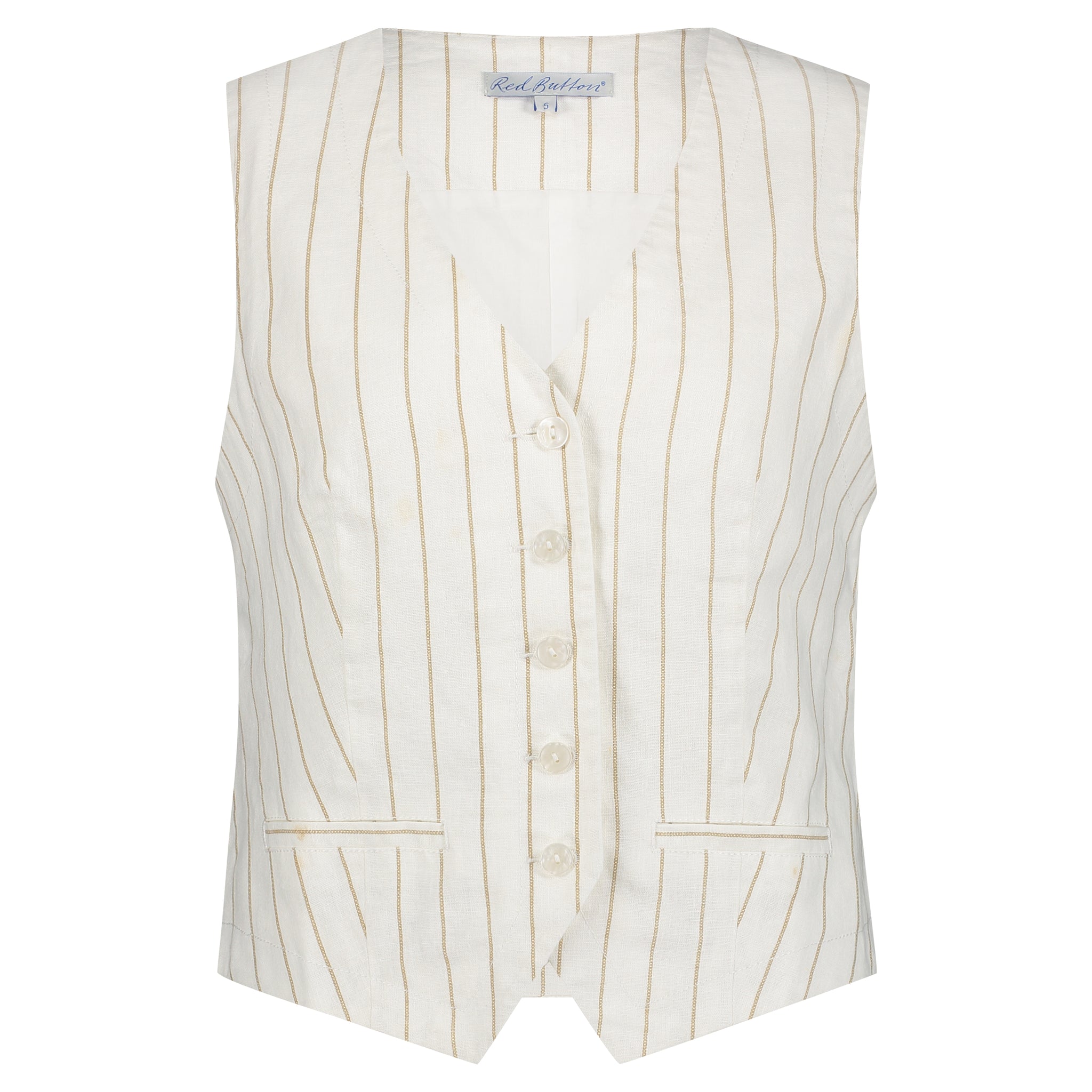 Gilet Waistcoat Linnen Stripe | Red Button