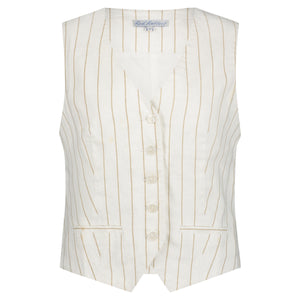 Gilet Waistcoat Linnen Stripe | Red Button