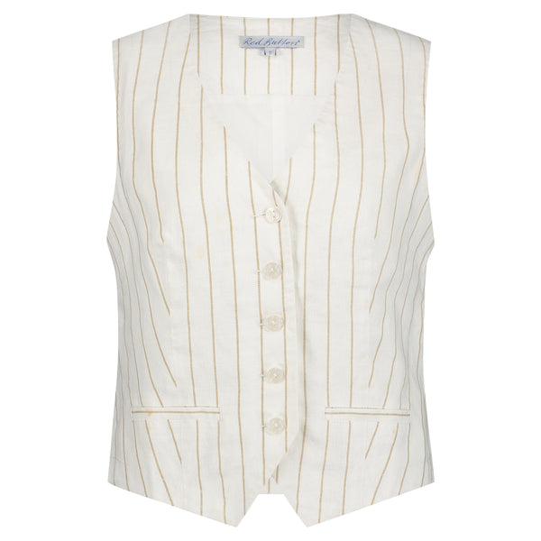 Gilet Waistcoat Linnen Stripe | Red Button