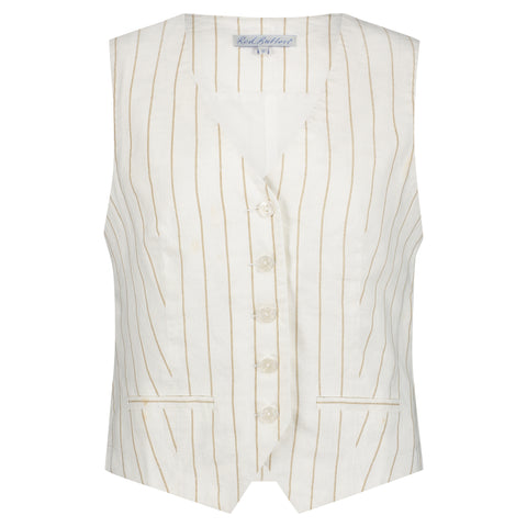 Gilet Waistcoat Linnen Stripe | Red Button
