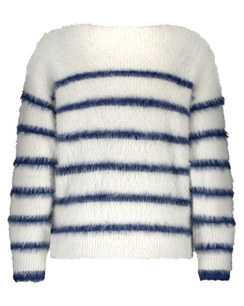 Trui Fuzzy Stripe Indigo | Red Button