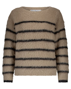 Trui Fuzzy Stripe Latte | Red Button