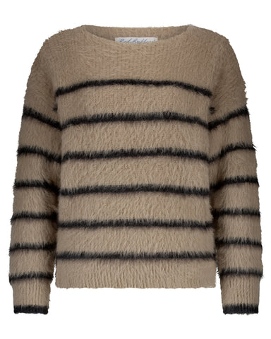 Trui Fuzzy Stripe Latte | Red Button
