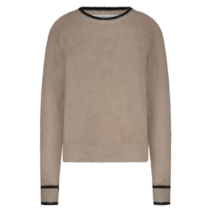 Trui Fluffy Clay / Black | Red Button