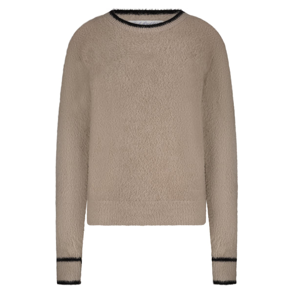 Trui Fluffy Clay / Black | Red Button