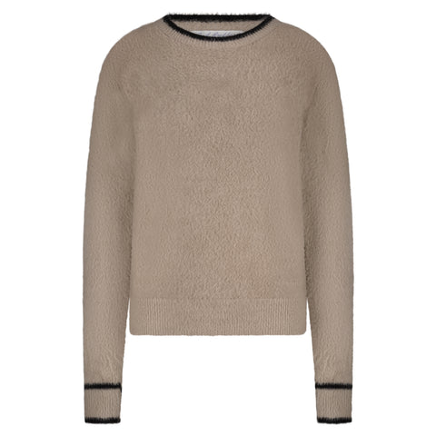 Trui Fluffy Clay / Black | Red Button