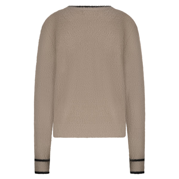 Trui Fluffy Clay / Black | Red Button