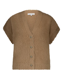 Vest Sleeveless Fuzzy Almond | Red Button
