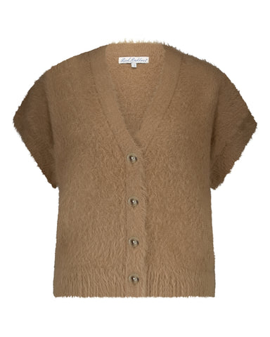 Vest Sleeveless Fuzzy Almond | Red Button