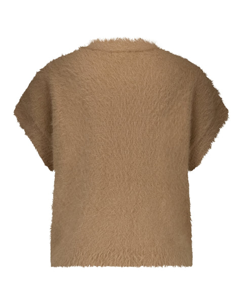 Vest Sleeveless Fuzzy Almond | Red Button