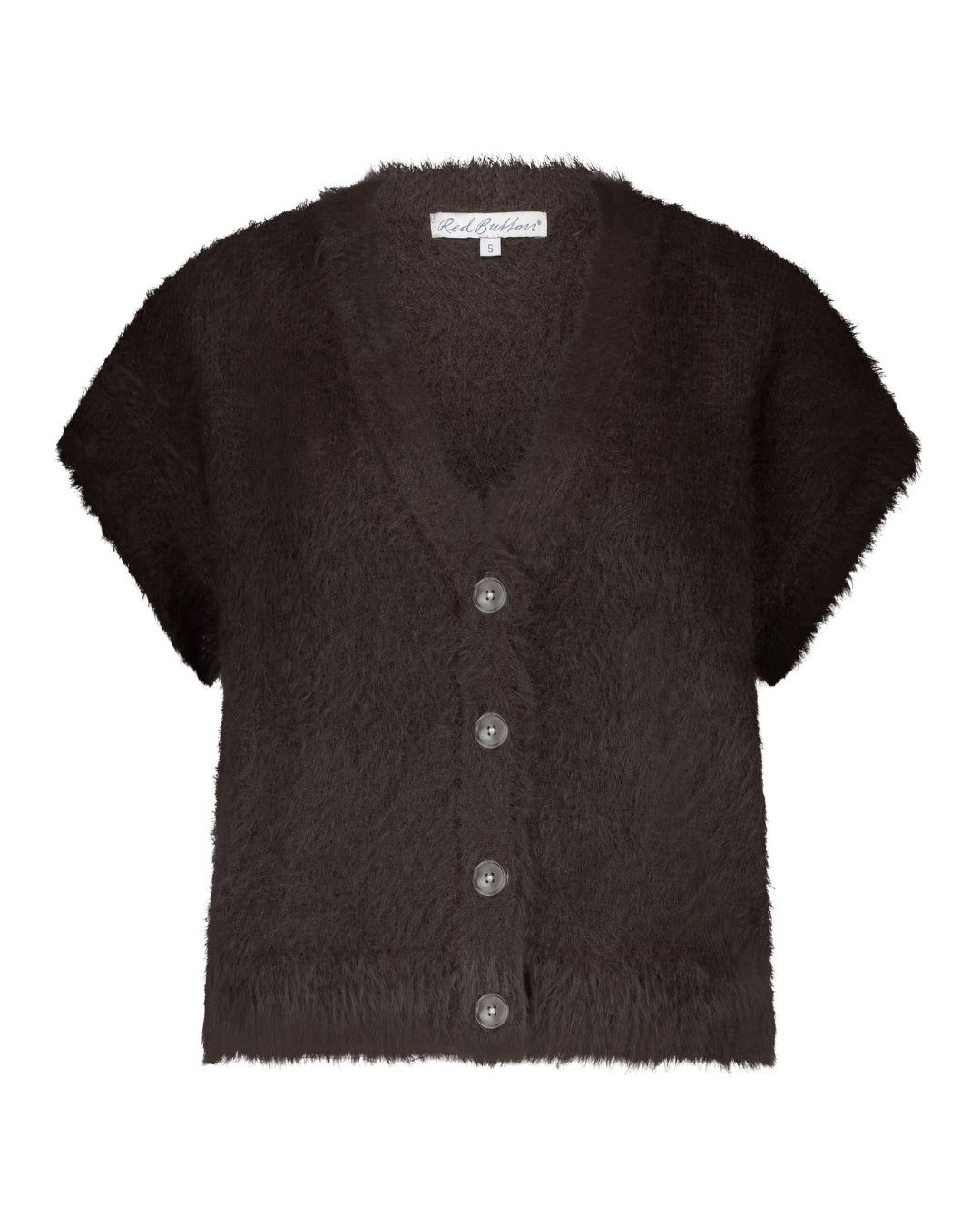 Vest Sleeveless Fuzzy Espresso | Red Button
