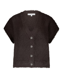 Vest Sleeveless Fuzzy Espresso | Red Button