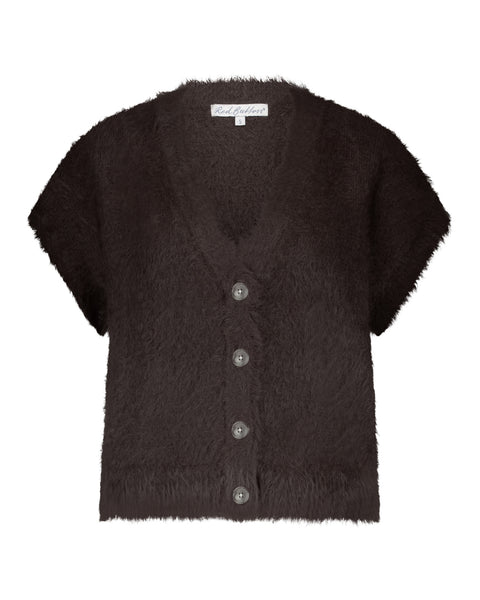 Vest Sleeveless Fuzzy Espresso | Red Button